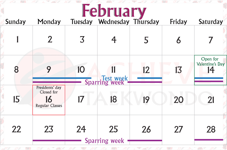 February-2026-Calendar_Concord_png Girl learning taekwondo